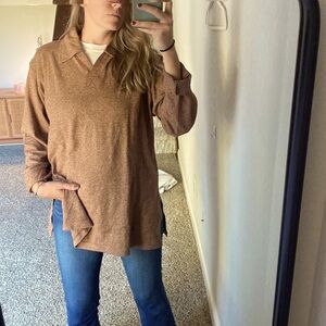 100% Silk Tunic Vintage Brown Heathered